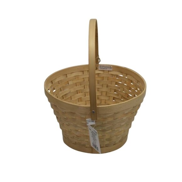 Natural Bamboo Woven Basket With Handle - Picture 4 of 6